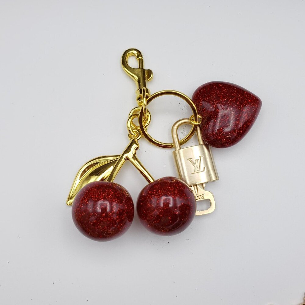 Authentic Louis Vuitton Lock & Key with Unbranded Apple/Heart Charm, Keychain